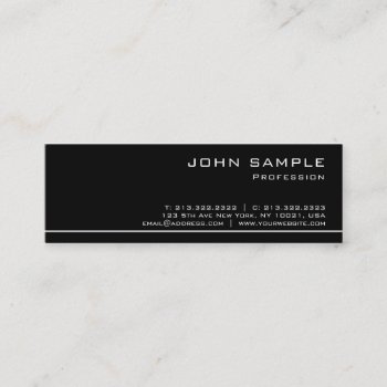 Trendy Professional Modern Black White Semi Gloss Mini Business Card by art_grande at Zazzle