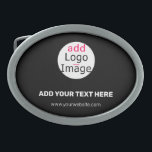 Trendy professional modern chic customizable black belt buckle<br><div class="desc">Trendy professional modern customizable design to improve brand awareness, build a recognizable brand and create something unique. Customizable business design on black background. You can develop your own design and add your text (personal or business), logo, image, colors ... </div>