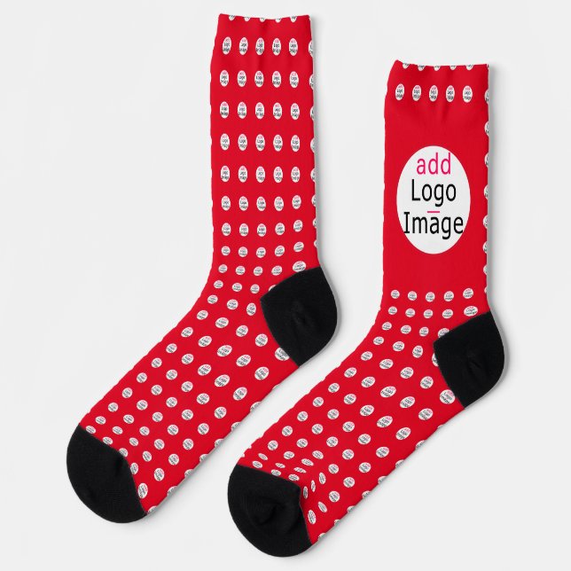 Trendy Professional Modern Chic Customizable Red Socks (Left)