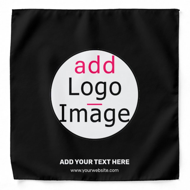 Trendy professional modern customizable logo black bandana (Front)