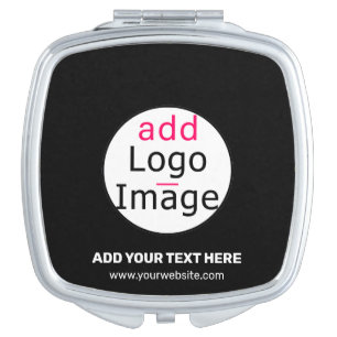 Trendy professional modern customizable logo black compact mirror