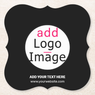 Trendy professional modern customizable logo black paper coaster