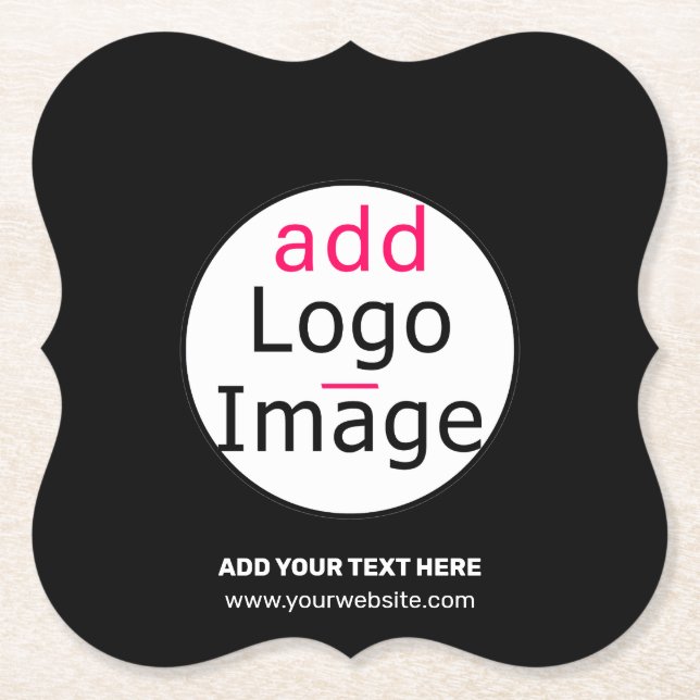 Trendy professional modern customizable logo black paper coaster (Front)