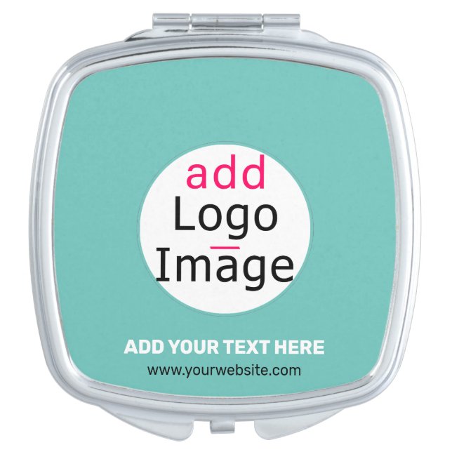 Trendy professional modern customizable logo mint  compact mirror (Front)