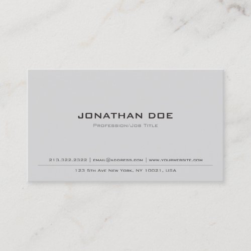 Trendy Professional Modern Elegant Grey Semi Gloss Business Card