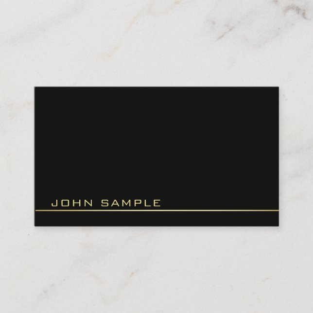 Trendy Professional Monogram Classy Black And Gold Business Card (Front)