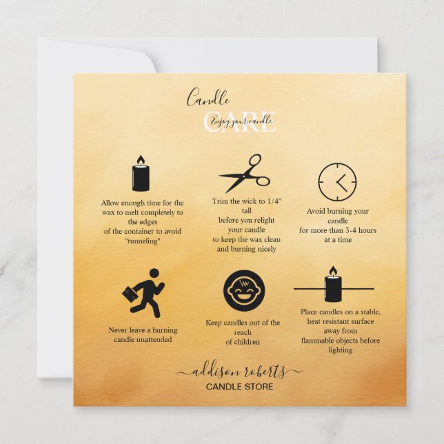 Trendy Professional Orange Terracotta Candle Care  Thank You Card (Front)