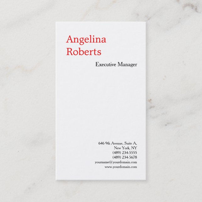 Trendy professional plain minimalist business card (Front)