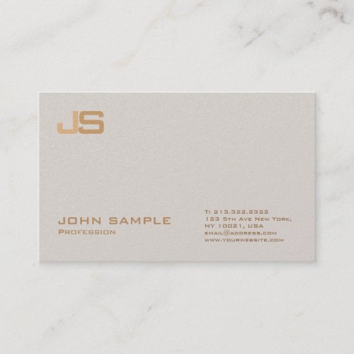 Trendy Professional Premium Pearl Finish Monogram Business Card