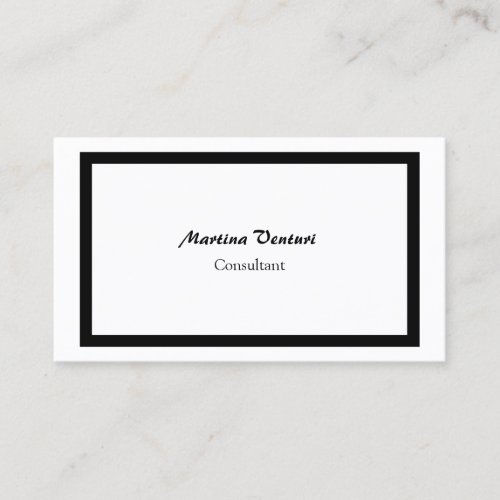 Trendy Professional Simple Plain Black  White Business Card