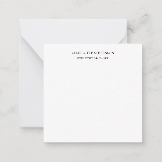 Trendy Professional White Plain Simple Minimalist Note Card (Front)