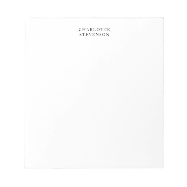 Trendy Professional White Plain Simple Minimalist Notepad (Front)