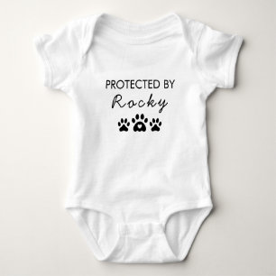 Trendy Protected By Dog Personalized Baby Bodysuit