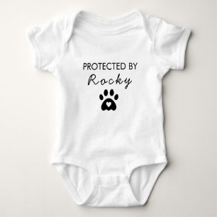 Trendy Protected By Dog Personalized Baby Bodysuit