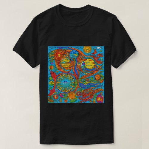 Trendy Psychedelic Fantasy Black T_Shirt  Design 2
