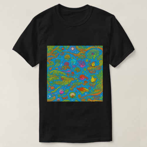 Trendy Psychedelic Fantasy Black T_Shirt  Design 9