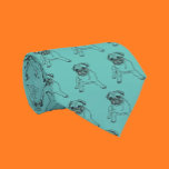 Trendy Pug Dog Teal Blue Classic Modern Neck Tie at Zazzle