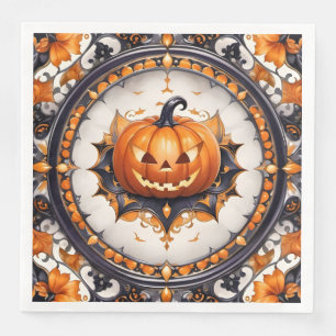 Trendy Pumpkin Halloween Autumn Collection Paper Dinner Napkins