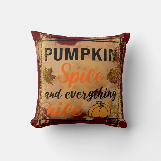 Trendy Pumpkin Spice Elegant Cotton 16"X16 Throw Pillow (Front)