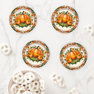 Trendy Pumpkin Thanksgiving Autumn Collection Coaster Set