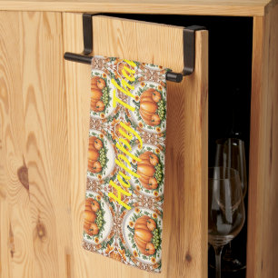 Trendy Pumpkin Thanksgiving Autumn Collection Kitchen Towel