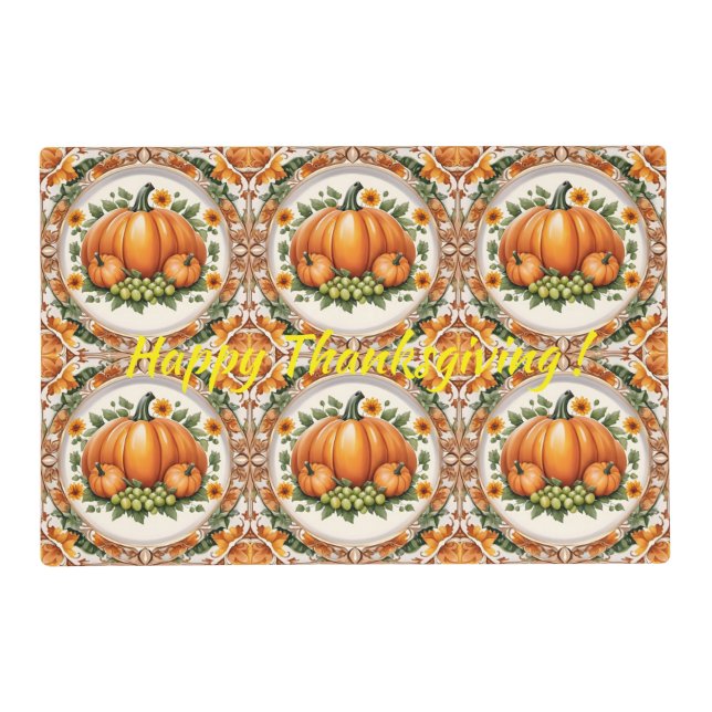 Trendy Pumpkin Thanksgiving Autumn Collection Placemat (Front)