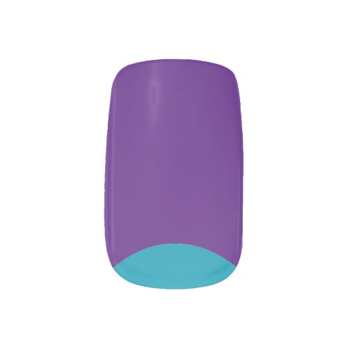 Trendy purple and teal crescent half moon  minx nail art