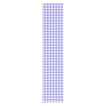 Trendy Purple And White Gingham Check Pattern Short Table Runner by InTrendPatterns at Zazzle