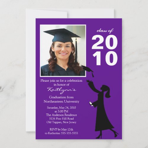 Trendy Purple  Black Graduation Invitation