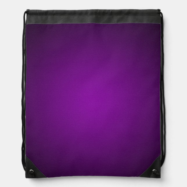Trendy Purple-Black Grainy Vignette Drawstring Bag (Front)