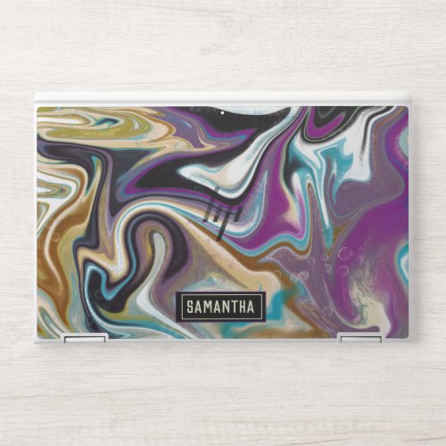 Trendy Purple black marbling design HP Laptop Skin