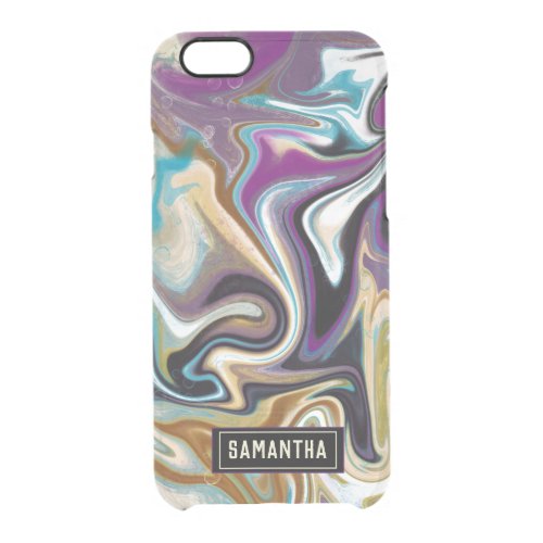 Trendy Purple black marbling design Clear iPhone 66S Case