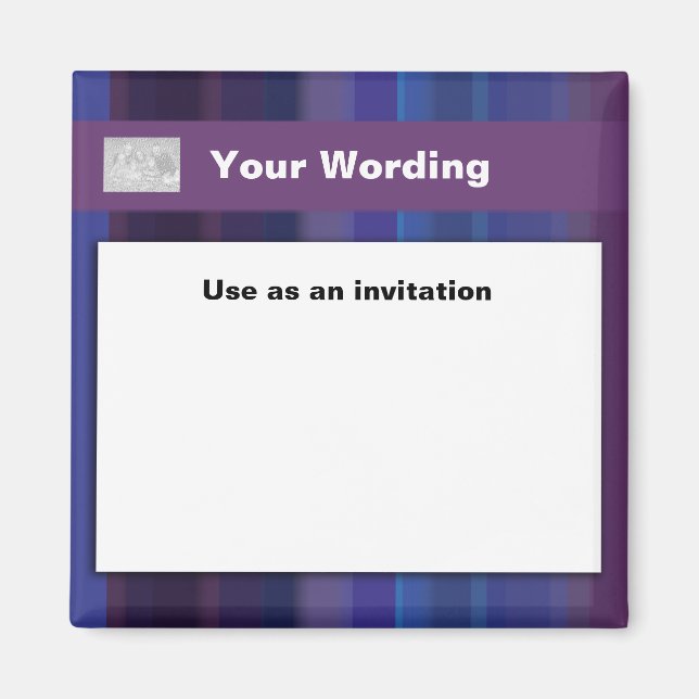 Trendy purple blue stripes - customizable magnet (Front)