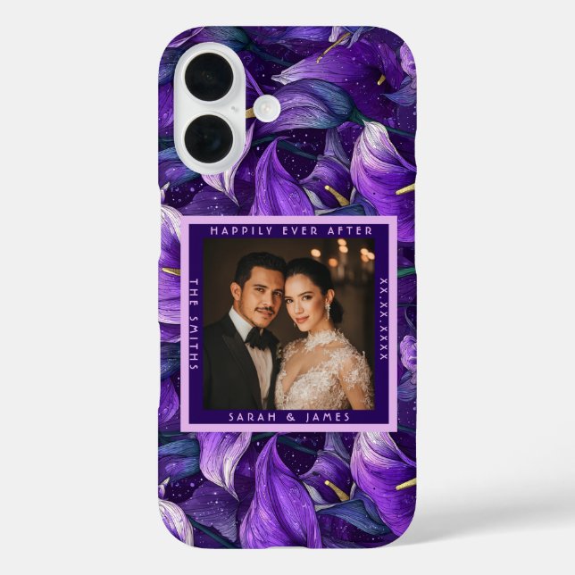 Trendy Purple Calla Lilies Fantasy Boho Wedding Case-Mate iPhone Case (Back)