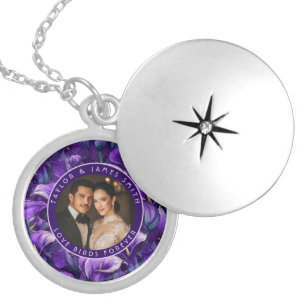 Trendy Purple Calla Lilies Garden Retro Wedding Locket Necklace