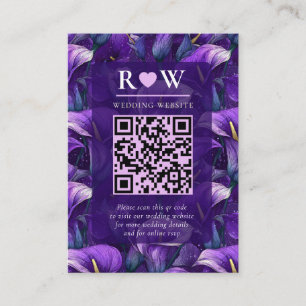Trendy Purple Calla Lilies Sparkle Greenery Weddin Enclosure Card