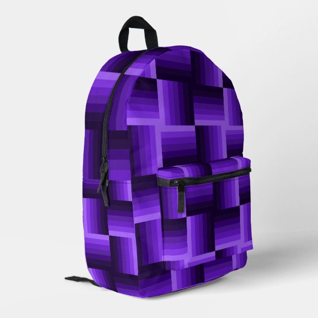 Trendy Purple Checkered Pattern Modern Printed Backpack (Back Corner Left)