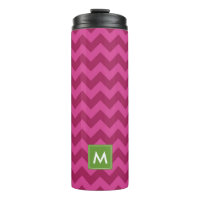 Trendy Purple Chevron Monogram Thermal Tumbler