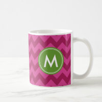 Trendy Purple Chevron Personalize Monogram Coffee Mug