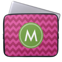Trendy Purple Chevron Personalize Monogram Laptop Sleeve