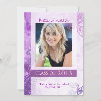 Trendy Purple Class of 2013 Girl Photo + Party Invitation