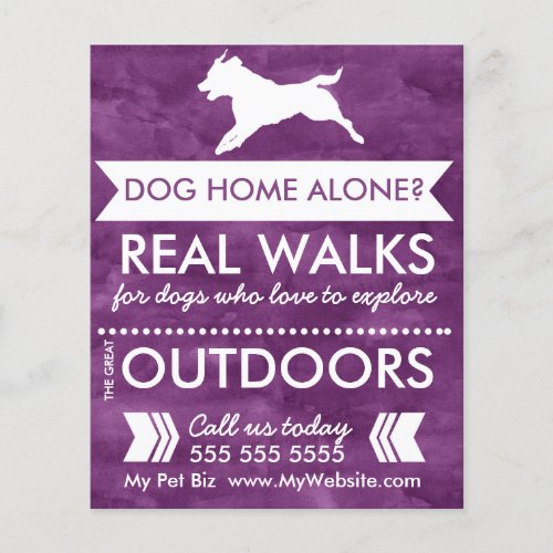 Trendy Purple Dog Silhouette Dog Walker Flyer