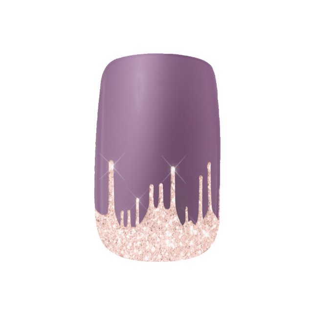 Trendy Purple Elegant Drip Glitter  Minx Nail Art (Left Thumb)