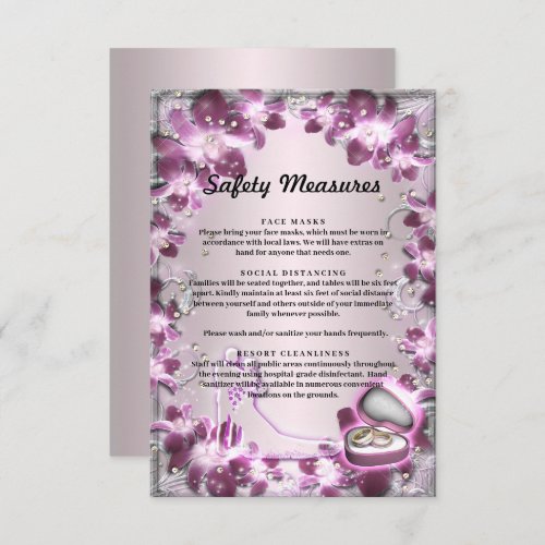 Trendy Purple Floral Chic Safety Measures Enclosure Card