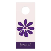 Trendy Purple Flower Doodle Occupied / Vacant