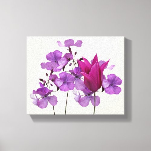 Trendy purple flowers modern floral digital boho canvas print