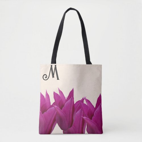 Trendy purple flowers on golden summer beach tote bag