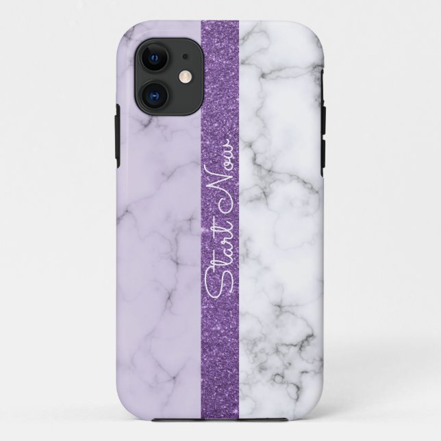 Trendy purple Glitter-Marble iPhone Case (Back)