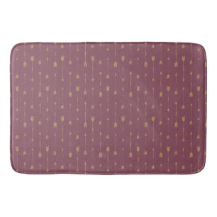 Trendy Purple & Gold Boho Arrows  Bath Mat