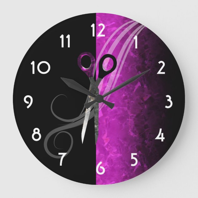 Trendy purple hair salon clock (Front)